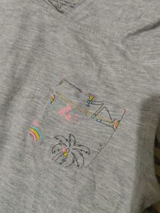 Girls Grey Unicorn Print Dress