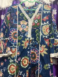 Blue Floral Kurta Set