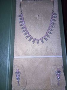 Elegant Pink Stone Necklace Set
