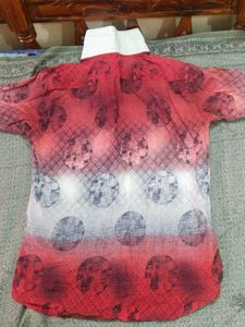 Stylish Red &amp; White Printed Shirt