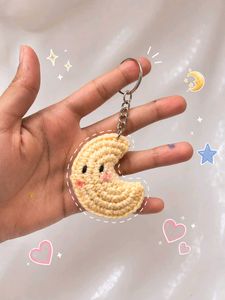 Crochet Moon &amp; Star Keychain Set