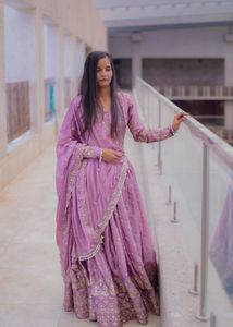 Elegant Lavender Embroidered Lehenga Set. latkan l