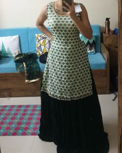 Elegant Green Kurta Set with heavy lengha and Dupa
