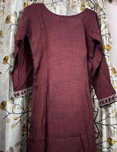 Maroon Embroidered Kurta