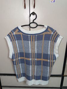 Plaid Knit Sweater Vest