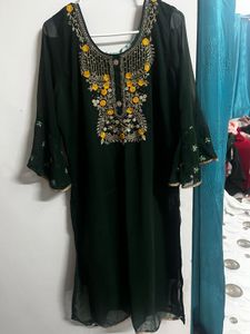 Elegant Green Embroidered Kurta Set