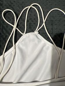 White Halter Neck Crop Top