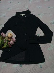 Elegant Black Button-Down Tunic