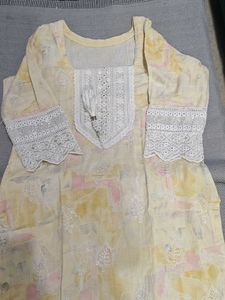 Stylish Yellow Embroidered Kurta with dupatta