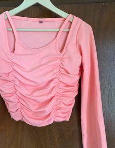 Cute Ruched Long Sleeve Top