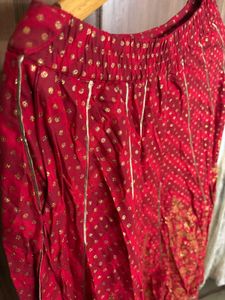 🆕W Red &amp; Gold Print Ethnic Skirt/ Lehenga