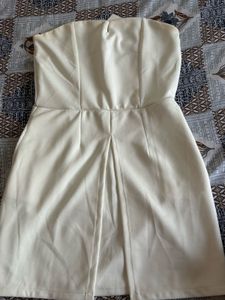 SSS White Strapless Pleated Mini Dress