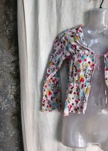 Floral Tie-Front Peplum Top