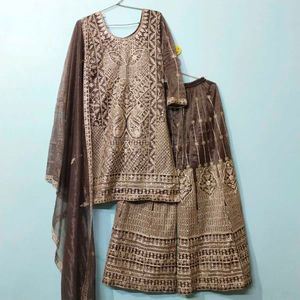 eid special Elegant Embroidered Kurta Palazzo Set