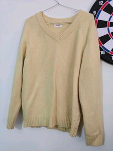 imported Cream V-Neck Knit Sweater