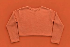 RUST ORANGE TEXTURED CREW NECK SWEATSHIRT
