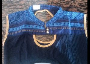 Sale 😍 !!  Indigo Blue Sleeveless Kurti