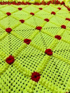 New Handmade Neon green Floral Ottoman Cover
