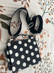 Black &amp; White Polka Dot Clutch