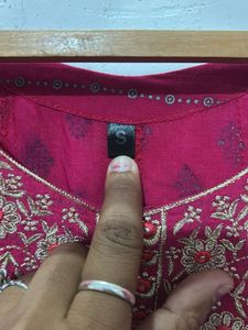 Pink Gown Set With Duppata And Pant