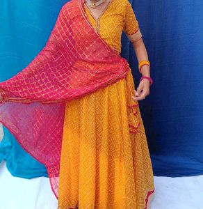 Yellow Bandhani Lehenga Set🧡🔥