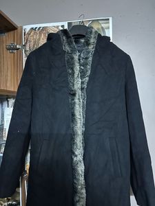 Cozy Black Faux Fur Lined Hooded Coat