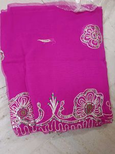 Stunning Pink Embroidered Saree