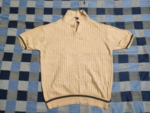 Men's Ribbed Mock Neck Short Sleeve T-Shirt