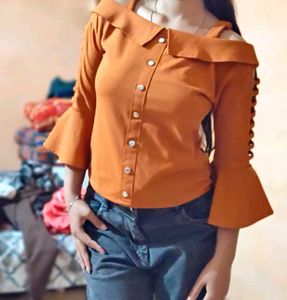 Off-Shoulder Brown Top