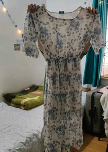 Sheer Floral Print Midi Dress