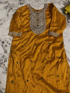 Elegant Mustard Embroidered Kurta