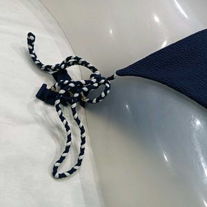 Navy Blue ❤️‍🔥Textured Bikini Bottom with Tie Sid