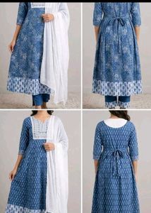 Elegant Blue Printed Kurta Set anarkali gown