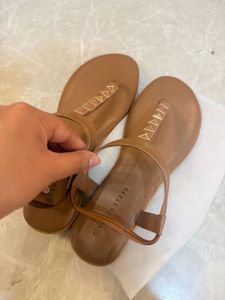 Stylish Tan Studded Thong Sandals