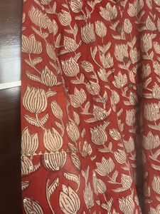 Rust Floral Print Kurta with matching pants