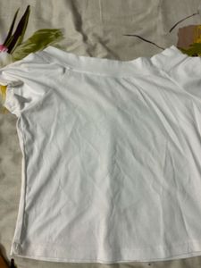 White Graphic Print V-Neck Top
