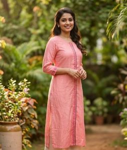 Elegant Peach Kurta with Embroidery
