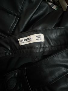 Black Faux Leather Cargo Pants