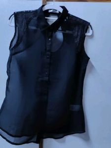 Black Sleeveless Sheer Top- 36 size