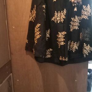 Elegant Black &amp; Gold Embroidered Lehenga