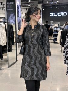 Stylish Black Kurta with Unique Print