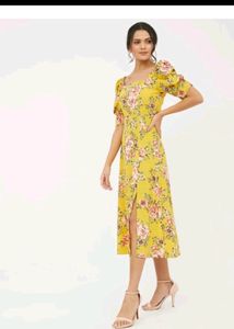 Yellow Puff Sleeve Dress