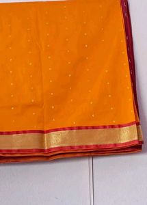 Vibrant Orange Saree with Gold Border
