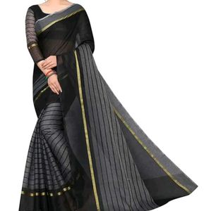 Black Saree With Stitched Blouse