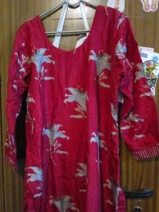 Maroon Floral Kurta Set with Dupatta