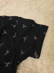 Dark black Bird Print Top