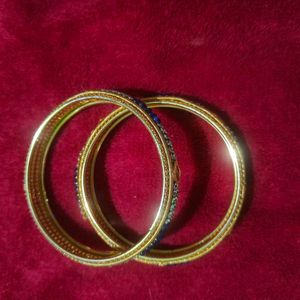Golden Bangles with Colorful Stones