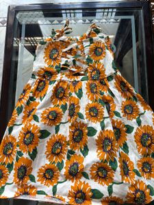 Sunflower Print Mini Dress