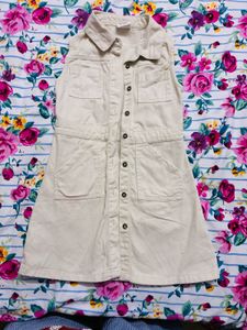 Cream Button-Up Sleeveless Mini Dress