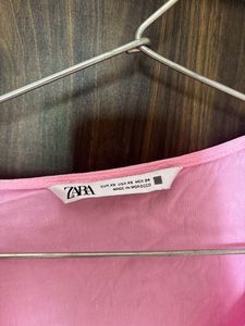 Pink Tie-Front Crop Top